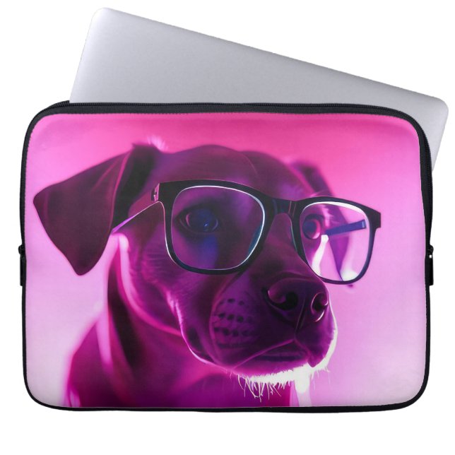 Cool hond met zonnebril laptop sleeve (Voorkant)
