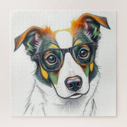 Cool hond met zonnebril legpuzzel (Verticaal)