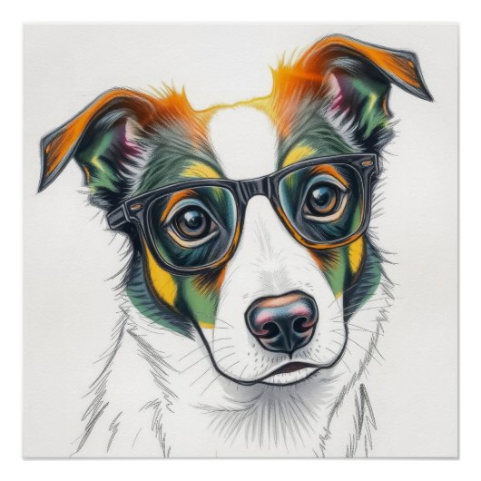 Cool hond met zonnebril perfect poster (Voorkant)