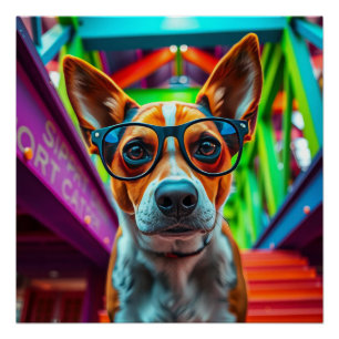 Cool hond met zonnebril perfect poster