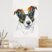 Cool hond met zonnebril poster (Keuken)