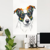 Cool hond met zonnebril poster (Thuiskantoor)