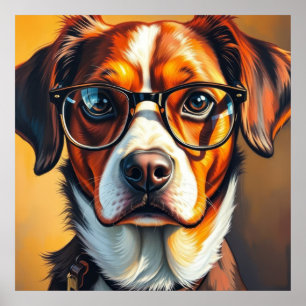 Cool hond met zonnebril poster