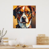 Cool hond met zonnebril poster (Keuken)