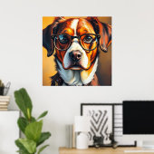 Cool hond met zonnebril poster (Thuiskantoor)