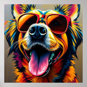 Cool hond met zonnebril poster