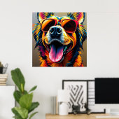 Cool hond met zonnebril poster (Thuiskantoor)