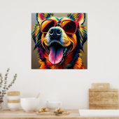 Cool hond met zonnebril poster (Keuken)