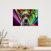 Cool hond met zonnebril poster (Keuken)