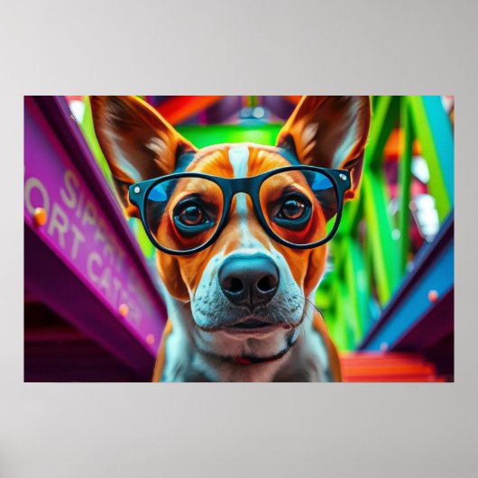 Cool hond met zonnebril poster (Voorkant)