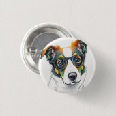 Cool hond met zonnebril ronde button 3,2 cm (Voorkant /achterkant)