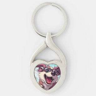 Cool hond met zonnebril sleutelhanger