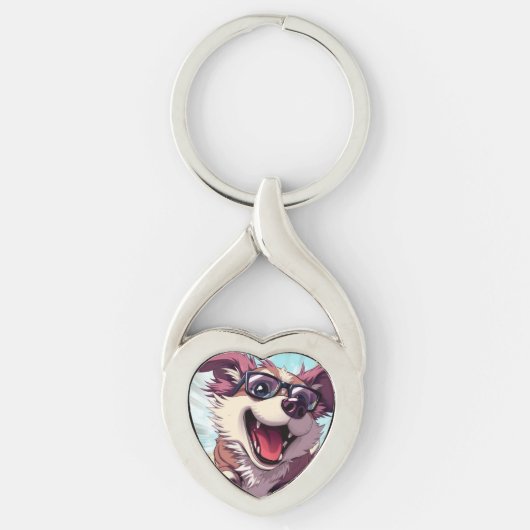 Cool hond met zonnebril sleutelhanger (Voorkant)