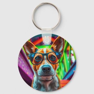 Cool hond met zonnebril sleutelhanger