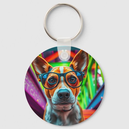 Cool hond met zonnebril sleutelhanger (Voorkant)