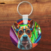 Cool hond met zonnebril sleutelhanger (Voorkant)
