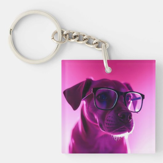 Cool hond met zonnebril sleutelhanger (voorkant)