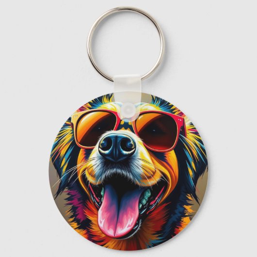 Cool hond met zonnebril sleutelhanger (Voorkant)