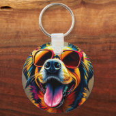 Cool hond met zonnebril sleutelhanger (Voorkant)