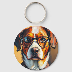 Cool hond met zonnebril sleutelhanger