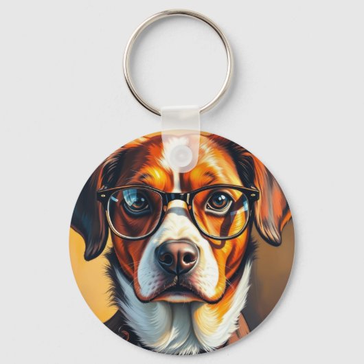 Cool hond met zonnebril sleutelhanger (Voorkant)