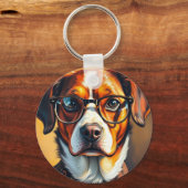 Cool hond met zonnebril sleutelhanger (Voorkant)