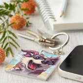 Cool hond met zonnebril sleutelhanger (Voorkant Rechts)