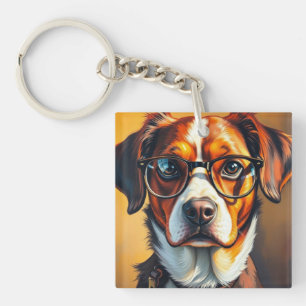 Cool hond met zonnebril sleutelhanger