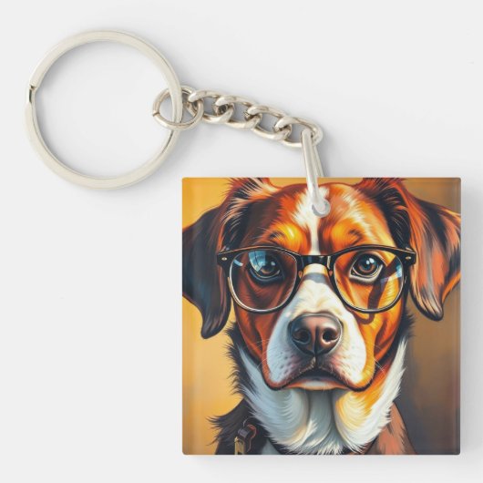 Cool hond met zonnebril sleutelhanger (voorkant)