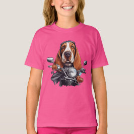 Cool hond motorrijder, schattige basset hound hond t-shirt