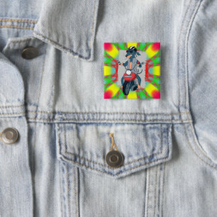 Cool hondenbikerdesign voor motorliefhebbers vierkante button 5,1 cm