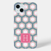Cool Honeycomb Pattern en Roze Monogram Case-Mate iPhone Case (Achterkant)