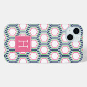 Cool Honeycomb Pattern en Roze Monogram Case-Mate iPhone Case (Achterkant (horizontaal))