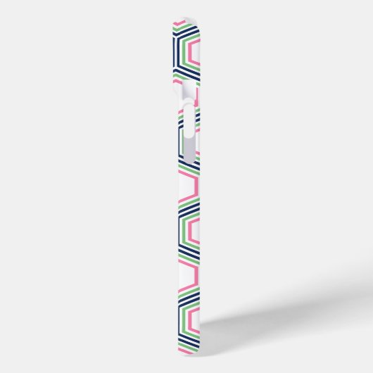 Cool Honeycomb Pattern en Roze Monogram Case-Mate iPhone Case (Achterkant / Links)