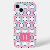 Cool Honeycomb Pattern en Roze Monogram Case-Mate iPhone Case (Achterkant)
