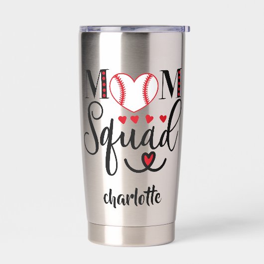 Cool honkbal mam squad rode harten gepersonaliseer geïsoleerde drinkbeker (Links)
