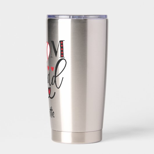 Cool honkbal mam squad rode harten gepersonaliseer geïsoleerde drinkbeker (Achterkant)