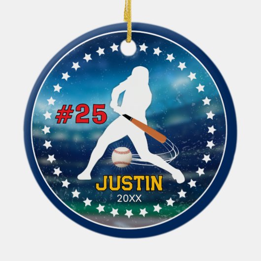 Cool honkbal sport team jongen atleet keramisch ornament (Achterkant)