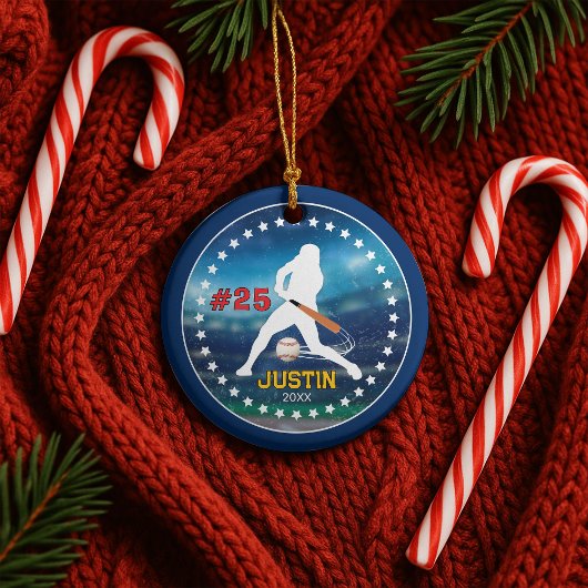 Cool honkbal sport team jongen atleet keramisch ornament