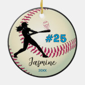 Cool honkbal sport team meisje atleet keramisch ornament (Achterkant)