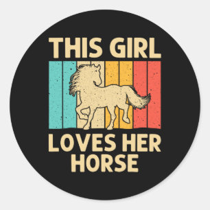Cool Horse for Girls Kind Paardrijden Lover Ro Ronde Sticker