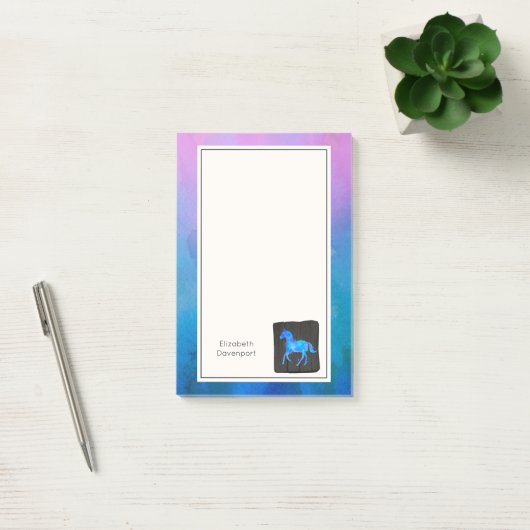Cool Horse in Blue Waterverven gepersonaliseerd Post-it® Notes (Kantoor)