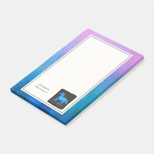 Cool Horse in Blue Waterverven gepersonaliseerd Post-it® Notes (Schuin)