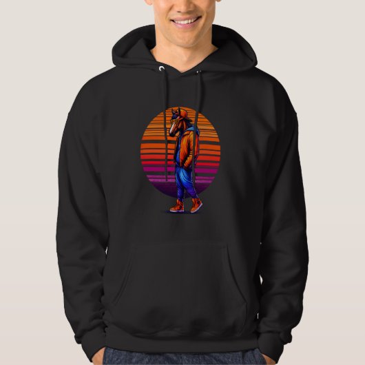 Cool Horse Modern Urban Style Sunset Retro Art Hoodie (Voorkant)