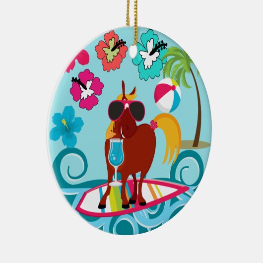 Cool Horse Surfer Keramisch Ornament (Rechts)