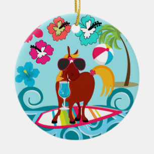 Cool Horse Surfer Keramisch Ornament