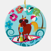 Cool Horse Surfer Keramisch Ornament (Achterkant)