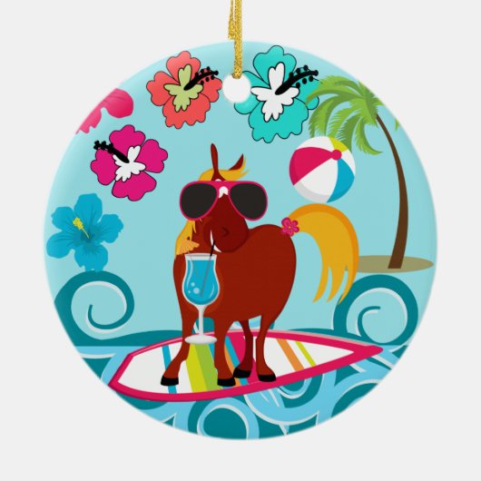 Cool Horse Surfer Keramisch Ornament (Achterkant)