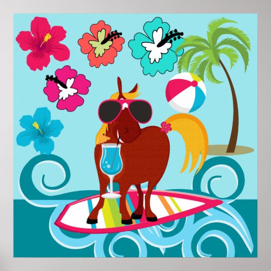 Cool Horse Surfer Poster (Voorkant)