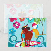 Cool Horse Surfer Uitnodiging Briefkaart (Voorkant / Achterkant)